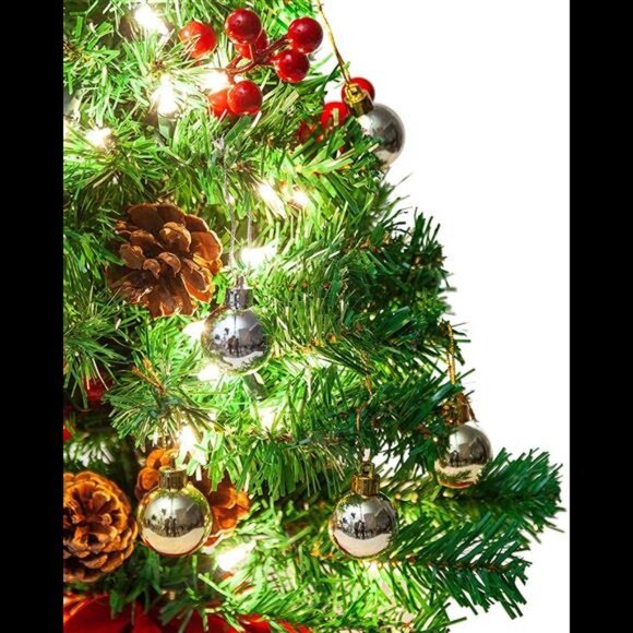 22” Prelit Tabletop Mini Christmas Tree with Holly Berries and Pine Cone - Picture 3 of 7